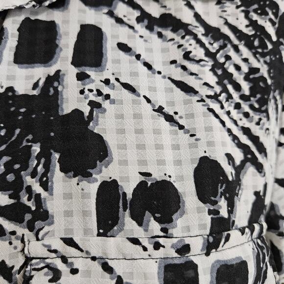 Vintage Elementz White and Black 3/4 Sleeve Pocket Button Front Top Large - Picture 6 of 10